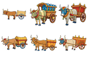 Bullock cart vector illustration isolated on white background.