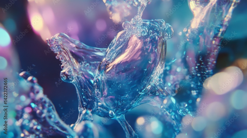 Poster captivating abstract water sculpture with dynamic flow and vibrant colors for modern art and design 
