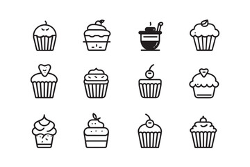 Cupcake Icon with Minimalist Style Design