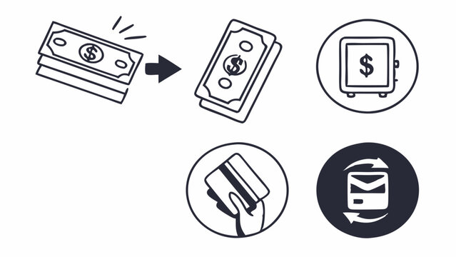 bil and payment line icon set  outline bil and pay.eps