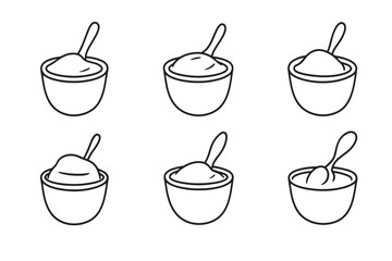 Fototapeta premium Custard thin stroke food shape icon