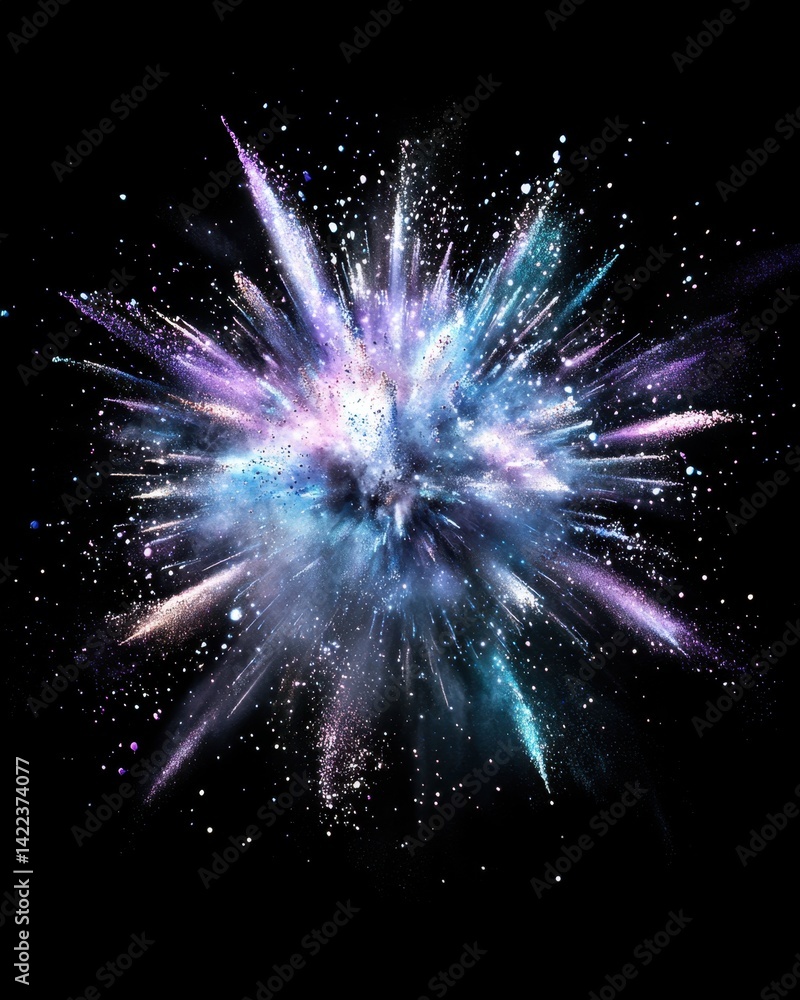 Poster abstract explosion of vibrant colors on a black background creating a dynamic and energetic visual e