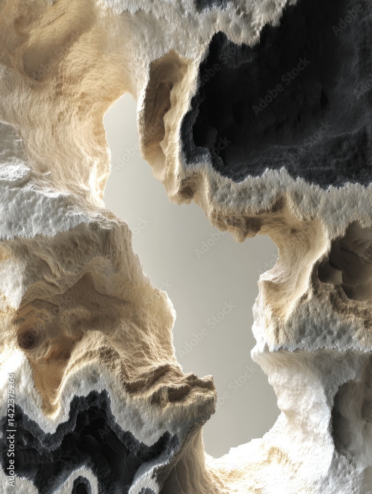 Poster abstract sandstone cave formation with natural tones and textures creating a unique visual landscape