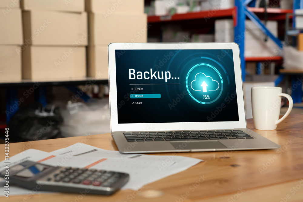 Poster backup storage data internet technology business concept. database storage cloud technology file dat
