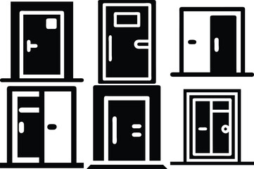 Door icon silhouette vector illustration isolated on white background.
