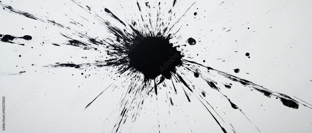 Aufkleber dramatic black ink explosion on white canvas creating a dynamic abstract design with high contrast a