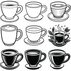 Obraz premium Coffee silhouette vector illustration isolated on white background.