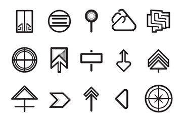 Directions line art icon set