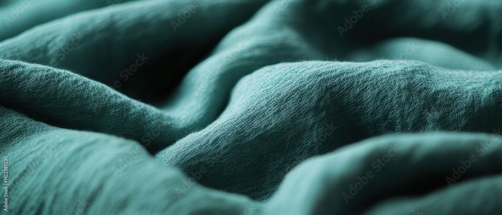 Poster elegant teal fabric texture with soft folds and subtle light creating a calming and serene textile b