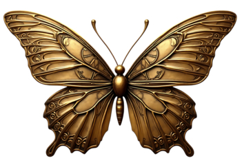 Golden Ornamental Butterfly PNG Luxury Design for Stationery & Logos