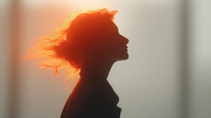 Silhouette Woman Sunset  Golden Hour  Hair  Profile  Peaceful  Hopeful  Freedom