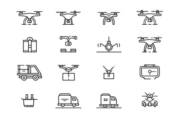 Clean Drone Delivery Flat Line Icon