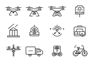 Modern Drone Delivery Symbol Line Style