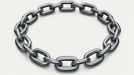 Obraz premium 3D Render of a Silver Metallic Circular Chain Link