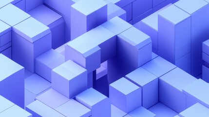 Dynamic 3D Abstract Render Purple and Blue Geometric Shapes