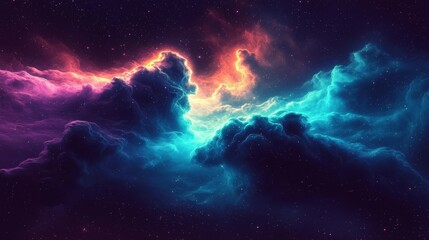 Fototapeta premium Futuristic Cosmos Background Interlaced Smoke Glitch in Blue, Mint and Purple Tones Generative AI Design