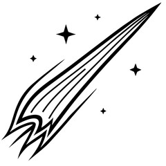 Black And White Graphic Of Shooting Star And Stars Illustration