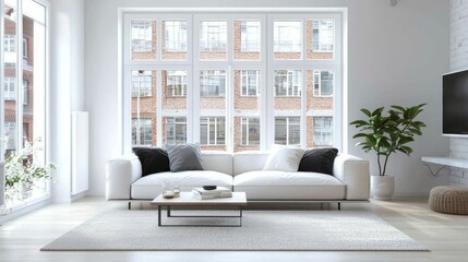 Scenic Cityscape View from Cozy Living Room Interiors