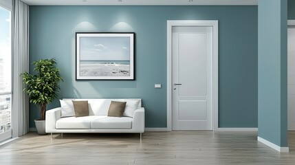 Sleek Modern Interior Featuring Stylish Door and Contemporary Seating