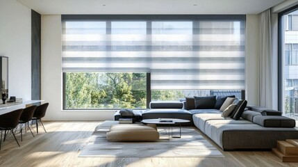 Stylish Modern Living Room Featuring Large Window AI-Generated Interior Design