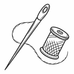 Needle And Thread Vector Illustration For Sewing Tailoring And Handmade Creations