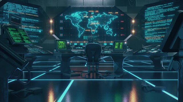 Sci-Fi Hacker Room - Loop - Neon Cyberpunk Tech Lab Background