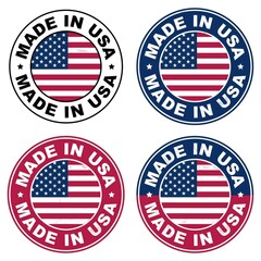 Made in USA Stickers – American Flag Sticker Label Illustration for Products and Packaging 