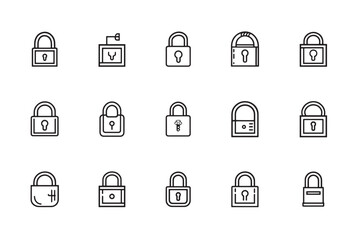 Encryption Lock Minimalist 2D Line Art
