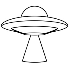 Ufo Flying Saucer Line Art For Coloring Books And Vector Graphics Projects