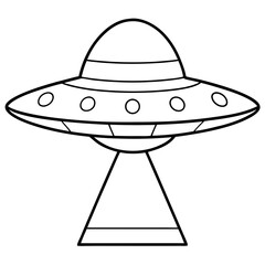 Simple Outline Of A Flying Saucer For Coloring Or Design Element