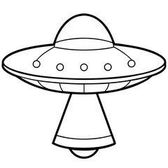 Isolated Flying Saucer Spacecraft Outline For Coloring And Educational Purposes