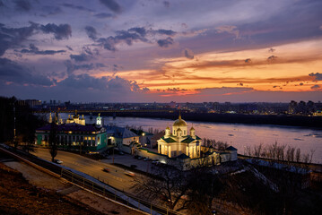Stunning Winter Sunset Over Annunciation Monastery, Nizhny Novgorod