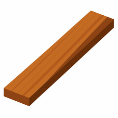 Isometric Plank Illustration Simple Wooden Texture Single Lumber Piece