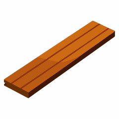 Isometric Wooden Plank Isolated On White Background Lumber Material For Construction