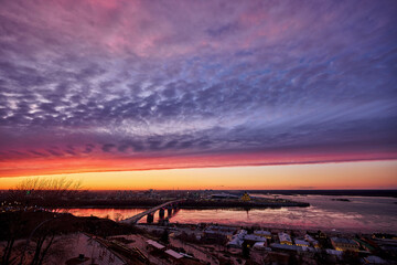 Sunset Over Strelka: Kanavinsky Bridge and Alexander Nevsky Cathedral