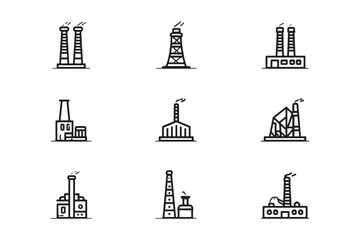 Fototapeta premium Factory Chimney Icon Line Art