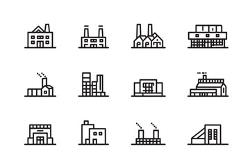 Factory Icon Simple Line Art