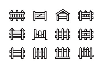 Fototapeta premium Fence Icon Simple Minimalist Line Art