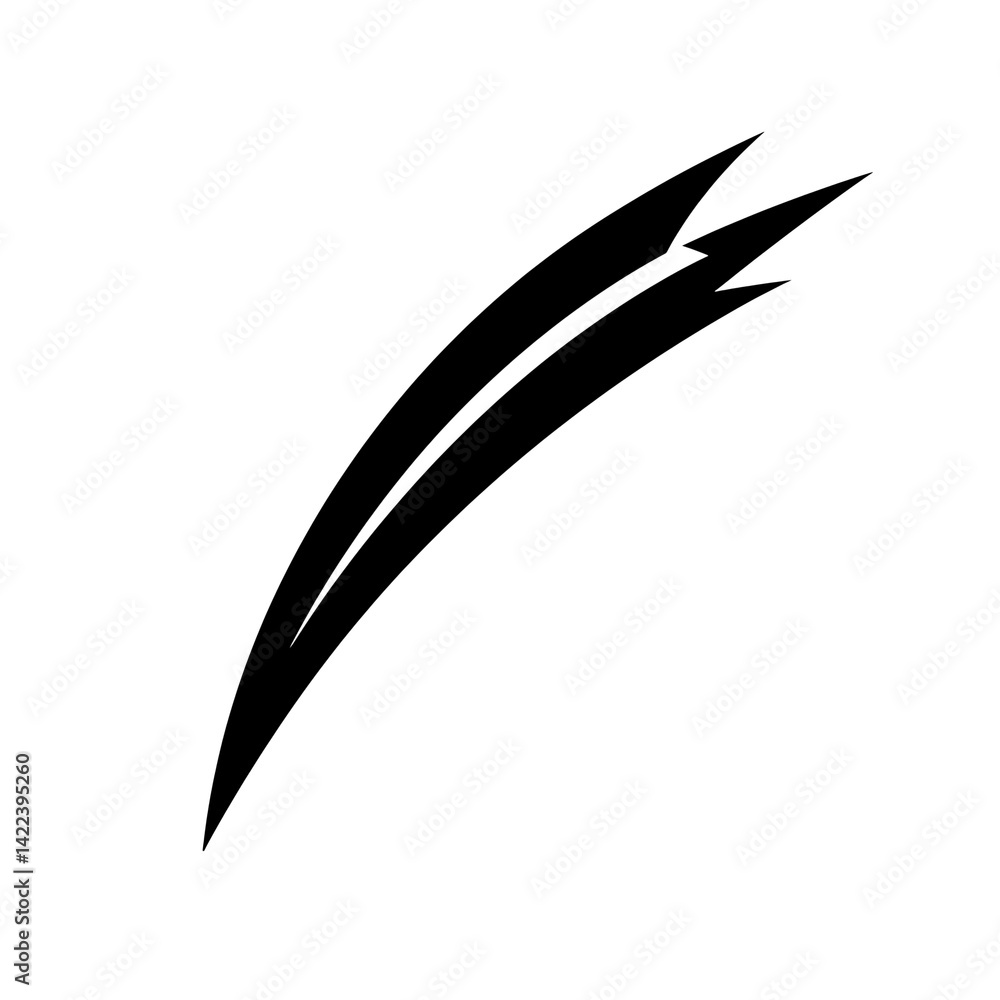 Poster a graphic design featuring three black curved lines on a solid transparent background in a simple st