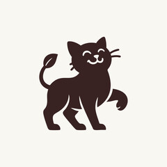 Smiling Cat Mascot Logo in Minimalist Style