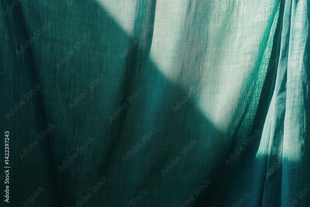 Poster abstract teal fabric texture with light and shadow creating a serene and calming atmosphere for desi