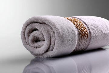 Soft bath towel neatly rolled and placed on a clean surface for a spa-like ambiance