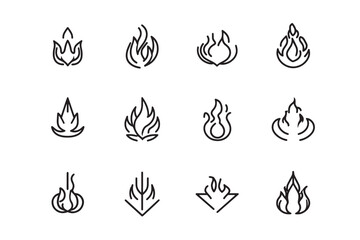 Minimalist Fire Icon Design Set