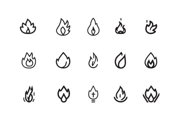 Fire Icon Ultra Line Art Set