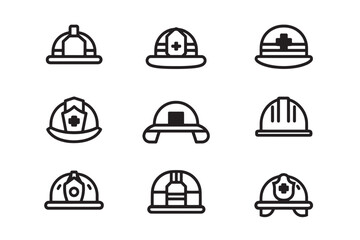 Simple Firefighter Helmet Icon in Line