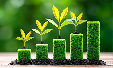Symbolic Growth: Green Plants on Grass Bars