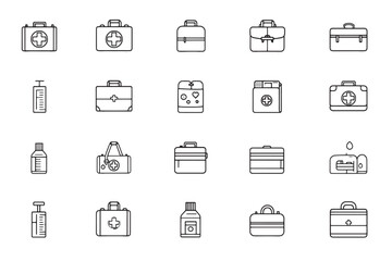 First Aid Kit Icon 2D Line Art