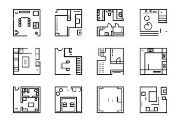 Floor Plan Icon Simple 2D Art