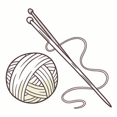 Ball Of Yarn With Knitting Needles Illustration For Crafting And Hobbies