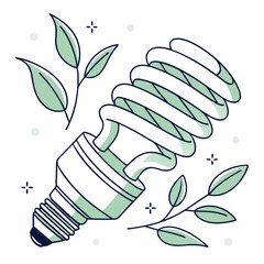 Eco Friendly Light Bulb With Green Leaves For Sustainable Energy